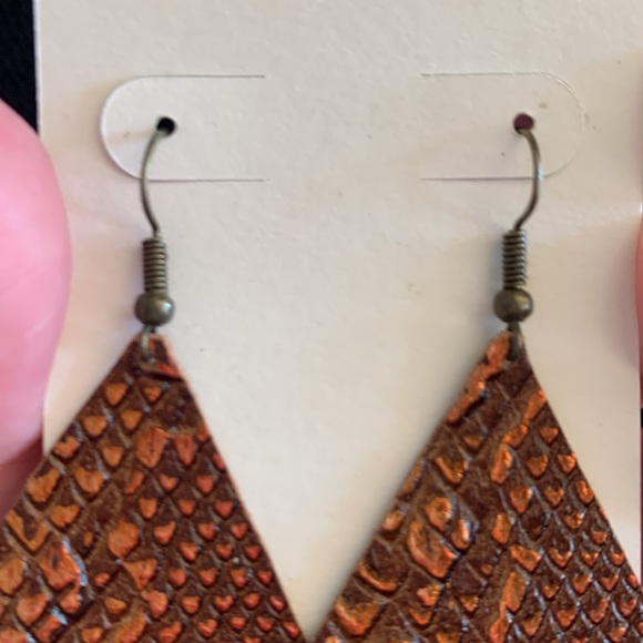 Brown and Orange Textured Earrings - Picture 3 of 3